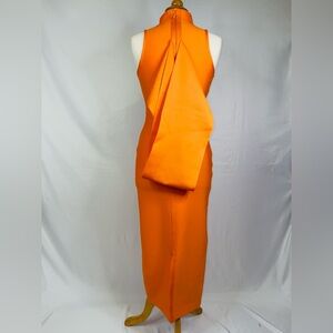Orange long and sleeveless dress